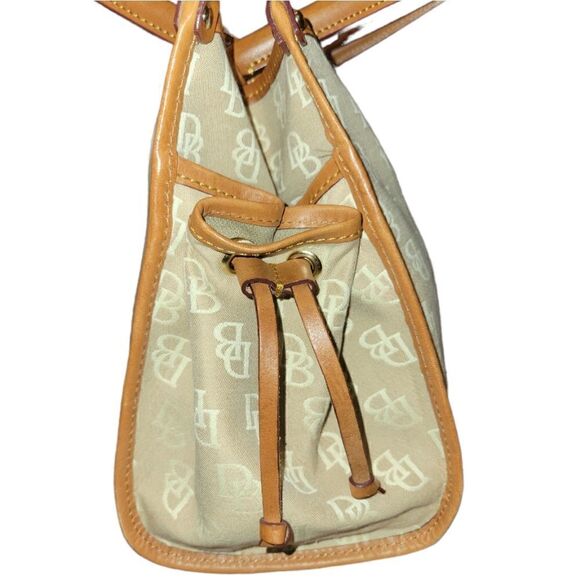 Dooney and Bourke Medium Canvas Leather Monogram Tote Purse Sand - Picture 6 of 15